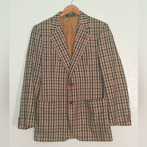 DAKS Industries London Wool Tweed Plaid Coat Jacket Woolmark 38R